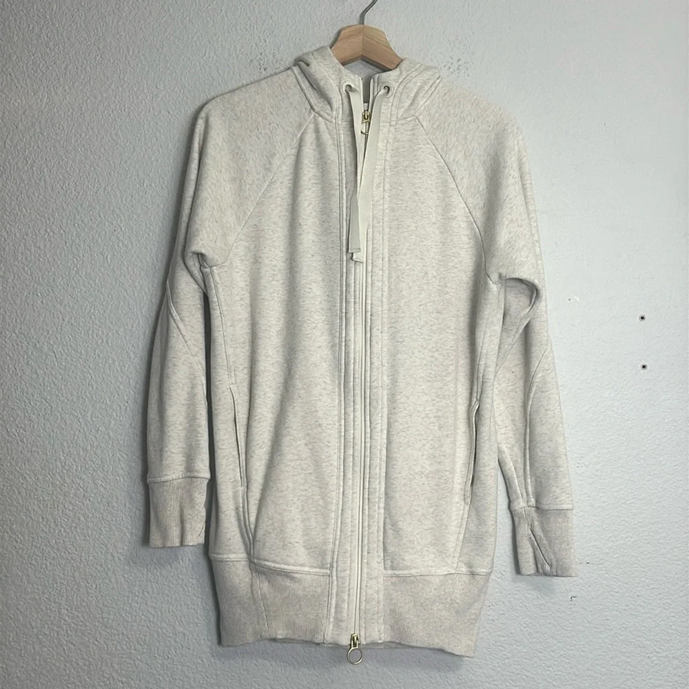 Athleta Triumph Women's Size XSmall Ivory Cream Long Sleeve‎ Full Zip Hoodie